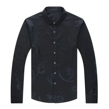 Mode Luksus Print T-Shirts Til Mænd Foråret Efteråret Mandlige Lange Ærmer Revers Tuxedo Skjorte Business Fritid Sociale Camisa Masculina
