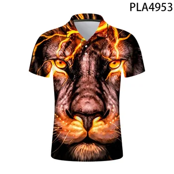 Sommeren Dyr Serie Lion 3D Printet Polo Shirt Mænd Mode Camisas Casual Streetwear Harajuku Cool Polo Mænd Kort Ærme Ropa