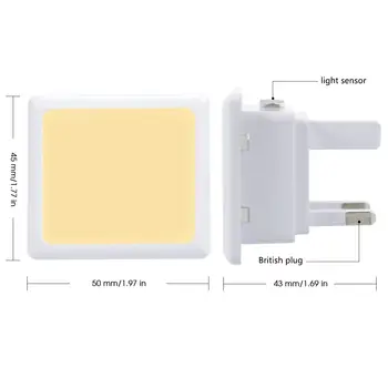 Automatisk 0,3 W LED Nat Lys UK Stik-i Varme/Dag Hvid Dusk till Dawn Dagslys Smart Sensor Energibesparende design-4 Pack