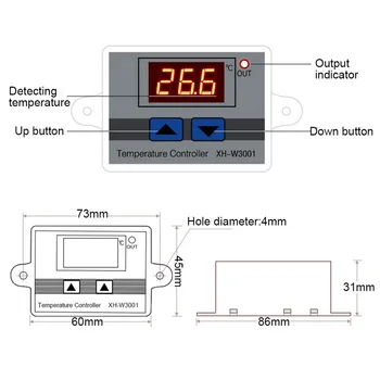 XH-W3001/W3002 10A 12V 24V 220V Digital LED temperaturregulator For Inkubator Køling Varme Skifte Termostat NTC Sensor