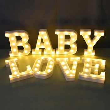 Lysende Alfabet Bogstav LED-Lys Nummer Lampe Nat Lys For Romantisk Værelse, Bryllup, Fødselsdag, Jul Ornament Valentine Gave 4339