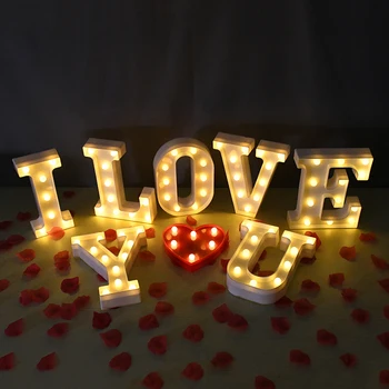 Lysende Alfabet Bogstav LED-Lys Nummer Lampe Nat Lys For Romantisk Værelse, Bryllup, Fødselsdag, Jul Ornament Valentine Gave