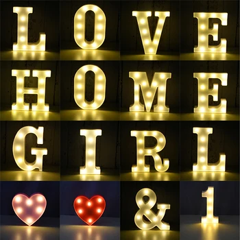Lysende Alfabet Bogstav LED-Lys Nummer Lampe Nat Lys For Romantisk Værelse, Bryllup, Fødselsdag, Jul Ornament Valentine Gave