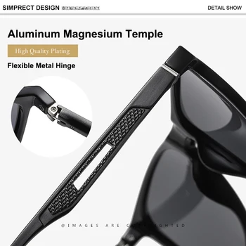 SIMPRECT Aluminium-Magnesium Polariserede Solbriller Mænd 2021 UV400 Anti-blænding Driver Solbriller Retro Square solbriller Til Mænd