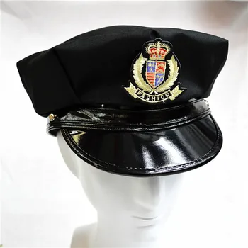 Ny Unisex Badge Ottekantede Militære Hat Flad Top Police Cap America Kaptajn Hat Sceneoptræden Hatte Til Mænd Og Kvinder 43761