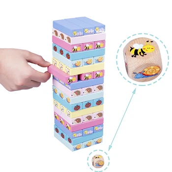 51PCS træ legetøj mini-stak høj byggesten tower dyr macaron domino blokke pædagogisk legetøj Montessori spil for børn 4400