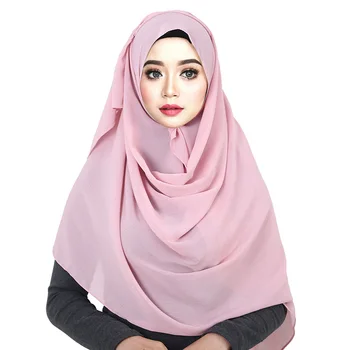 Chiffon Tørklæde, Turban Kvinder Solid Farve Bobleplast Print Solid Farve Sjal Turban Naturlige Rynke Muslimske Tørklæde Tørklæde