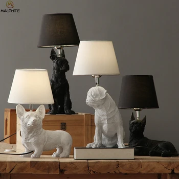 Kreative Dyr LED Bord lys Soveværelse sengelampe, Stue Harpiks Hunde bordlamper abajur para Hjem Deco-kampprogram 44274
