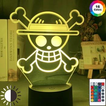 Anime i ÉT STYKKE LOGO Børn Nat Lys Led Touch Sensor Farverige Nightlight for Barnets Soveværelse Dekoration Cool 3d Fjernsyn Lampe Gave 4452