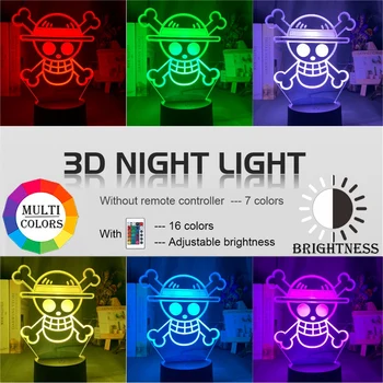 Anime i ÉT STYKKE LOGO Børn Nat Lys Led Touch Sensor Farverige Nightlight for Barnets Soveværelse Dekoration Cool 3d Fjernsyn Lampe Gave