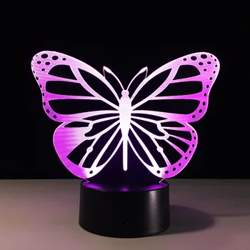 Butterfly LED-Soveværelse Nat Lys Akryl 3D-Lampe 7 Farver Skiftende Remote Touch Skifte stue Lys Sove Lys 44594
