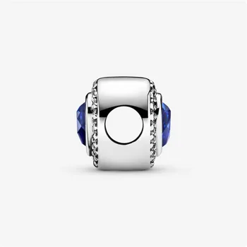 Ægte 925 Sterling Sølv Skinnende Blå Hjerte vedhæng Passer Oprindelige 3mm armbånd Armbånd at Gøre DIY Fashion Smykker Til Kvinder