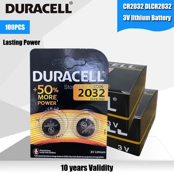 100PCS Oprindelige DURACELL CR2032 knapcelle Batteri 3V Lithium Batterier til Ure, Legetøj, Computer, Lommeregner Kontrol DL/CR 2032
