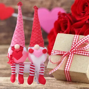 2stk Gnome Rudolph Plys Legetøj Ansigtsløse Dukke Valentinskort Dag Gave Kreative LED Lys, Home Decor Romantiske Fashion Valentine Ornament 4519