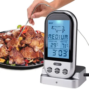 Kød Termometre Bluetooth-LCD-Digital Probe Fjernbetjening Trådløs BBQ Grill, Køkken Termometer Hjem Madlavning Værktøjer med Timer Alarm