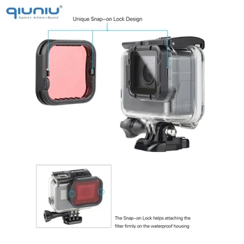 QIUNIU Undersøiske Vandtæt Beskyttende Dive Housing-Sagen + Linse Filter til GoPro Hero 5 6 7 Sort Super Passer til Bolig Tilbehør 45489