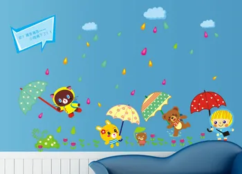 Nyt produkt Tegnefilm dyre boliger regn dusin paraply børn i husstanden pynt væg pind på væggen 4571