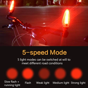 Smart Cykel Lys USB-Styret blinklys Lys Horn Alarm Lamper Cykel Lys Vandtæt Mountainbike Styret Advarsel lys 45774