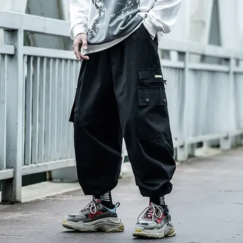 Mænds tøj Harajuku overdimensionerede Harajuku løs komfortable Arbejdstøj mandlige high street fritid lommer hiphop Jogger Cargo Bukser 45875