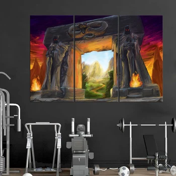 3pcs World of Warcraft-Gates of Hell Billede Spil Plakat Lærred Væg Kunst Landskab Malerier til Væg Udsmykning-UDEN RAMME 4618