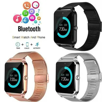 Nye Z60 Smart Ur Telefon Rustfrit Stål Rem GSM SIM-Bluetooth Smartwatch For Samsung, iPhone, Android, iOS 3E10 46216