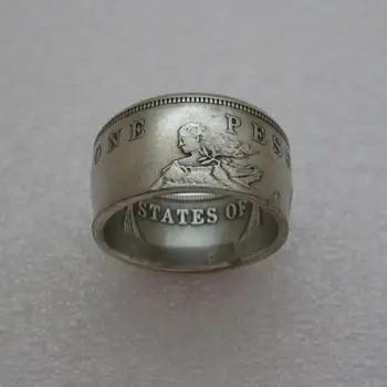 Filippinske Mønt Ringe Håndværk Ring Håndlavet fra det Filippinske Mønt Sølv Forgyldt Ring Størrelser 9-16 46234