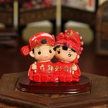 Kinesiske Kreative Bryllup Dukke Hjem Indretning Gaver Par Figur Dekoration Harpiks Håndværk Romantisk Par Dukke Bryllup Gaver