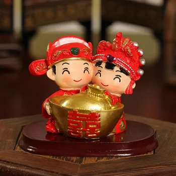 Kinesiske Kreative Bryllup Dukke Hjem Indretning Gaver Par Figur Dekoration Harpiks Håndværk Romantisk Par Dukke Bryllup Gaver