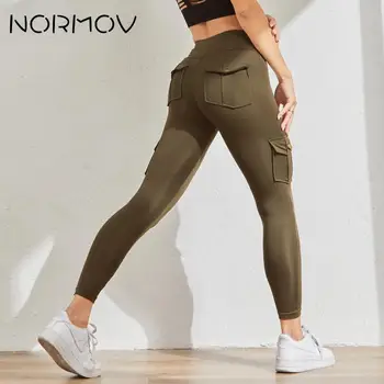 NORMOV Leggings Sport Kvinder Trænings-og Push Up Legging med Lommer Kører Yoga Bukser, Fitness Tøj, Sportstøj Kvindelige
