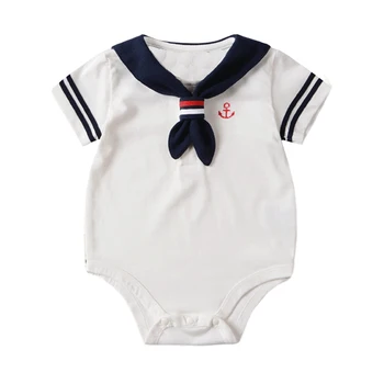 Sommeren Baby Sparkedragt Korte Ærmer Piger Tøj Bomuld Nyfødte Baby Sparkedragt Drenge Piger Tøj Krop Passer til Baby Sailor Navy uniformer