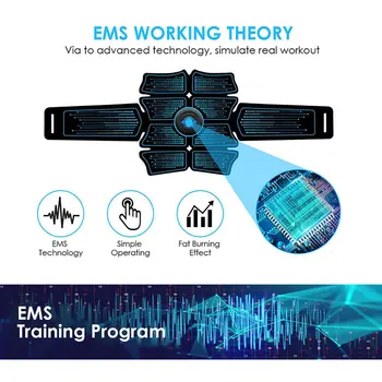 EMS Trådløse Muskel Stimulator Smart Trænings-og Abdominal Uddannelse Elektriske Vægttab Klistermærker Krop Slankende Bælte Unisex