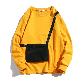 2020 Fashion Big Pockets Men's Hoodies Autumn Loose Male Hooded Sweatshirts Men's Streetwear Sweatshirt Tops ABZ609
