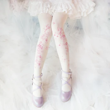 Japansk Antikken Lolita Sokker Søde Cherry Blossom Strømpebukser Strømper Unge Piger Studerende Sød Vintag Bunden Sokker Cosplay