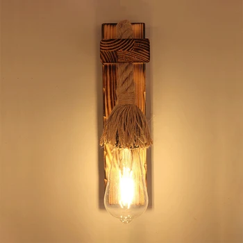 Vintage Loft Træ væglampe Hamp Reb sengelampe, Væg Sconce Amerikansk Country Dekorative Industrial Led-Væg Lys til Hjemmet 47110
