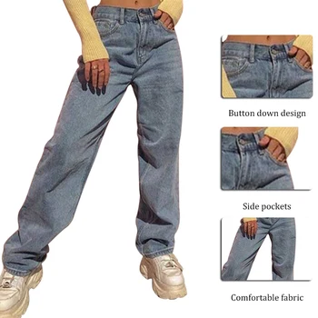 SHUJIN 2021 Høj Talje Løs Komfortable Jeans Kvinder Plus Size Fashion, Afslappet Lige Bukser Mødre Jeans Vaskes Boyfriend Jeans