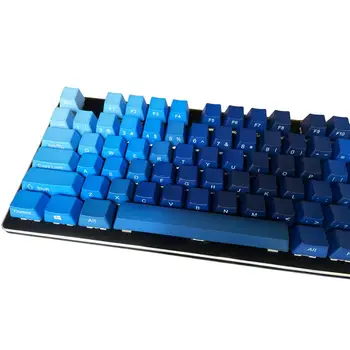 Ocean Blue Color Gradient Tasterne PBT-87 108 OEM-Profil ANSI / ISO Side Udskriv for Cherry MX Switches for Mekaniske Tastaturer 47792