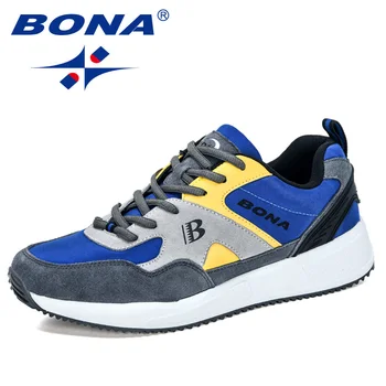 BONA 2020 Nye Designere Handling Læder Mesh Lys, Komfortabel Walking Sneakers Mænd Tenis Masculino Hombre Zapatillas Casual Sko 478