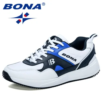 BONA 2020 Nye Designere Handling Læder Mesh Lys, Komfortabel Walking Sneakers Mænd Tenis Masculino Hombre Zapatillas Casual Sko