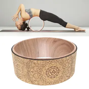 Mandala Yoga Hjul naturkork Massage Hjul Tilbage Bøje Pilates Yoga Cirkel Stærkeste Behageligt for Yoga Udgøre Perfekte Skum Rol 48028
