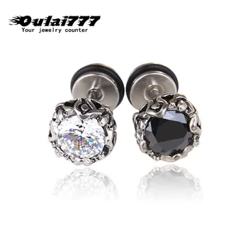 Oulai777 kvinder øreringe i rustfrit stål crystal øreringe tilpas Steel black fashion girl Perforeret gaver til mænd engros