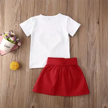 Humor Bære 2021 Baby Sommer Tøj Spædbarn Barn Valentine Tøj Perler Hjerte Top-Shirt, Nederdel Sæt 2stk lille dreng, Pige Tøj