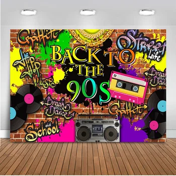 80'erne 90'erne Part Fotografering Baggrund Hip Hop Disco Tema Retro Stil Foto Baggrund Voksen Fødselsdag Banner Neon Photobooth Rekvisitter