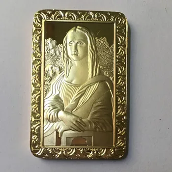 10 pc ' smile af Mona Lisa Davis badge 24k forgyldt Amerikanske souvenir-guldbarrer metal bar mønt dekoration 50 x 28 mm badge 49173