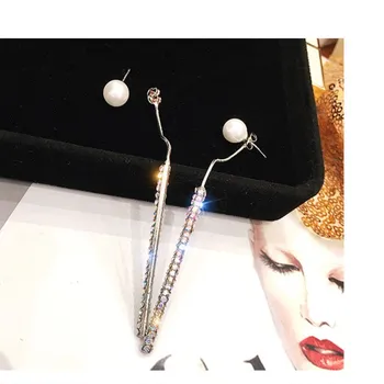 2021 Hot Salg 925 sølv nål perle vedhæng øreringe kvindelige Krystal fra Swarovskis Mode temperament lang smykker Passer til Kvinder