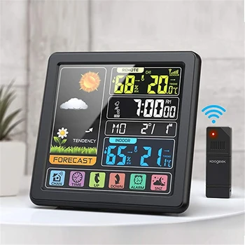 Indendørs / Udendørs Digital vejrstation Trådløs LCD-Display w/ Vækkeur Real-Time Temperatur/Fugtighed/Forecast Funktionen Hjem 4944