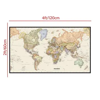 2x4ft Verden Fysiske Kort HD Lærred Maleri Skolens Kontor verdenskort Wall Sticker Home Decor, Håndværk, Kontor & skoleartikler
