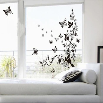 Mode Romantiske Blomst Wall Sticker-Art Decal baggrund dekoration Wall Stickers Hjem Indretning Butterfly 3D Tapet på væggen