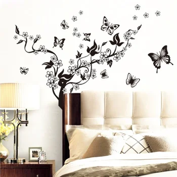 Mode Romantiske Blomst Wall Sticker-Art Decal baggrund dekoration Wall Stickers Hjem Indretning Butterfly 3D Tapet på væggen