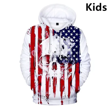 2 Til 14 År Kids Hættetrøje 3D Nationale Flag, USA, Brasilien, Canada, Frankrig, Tyskland Sweatshirt Drenge Piger Streetwear Jakke Frakke Tøj