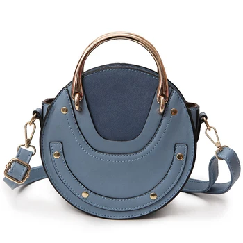 2019 PU læder håndtaske mini-crossbody tasker til kvinder Metal hånd, skulder tasker designer håndtasker runde kvinder messenger tasker